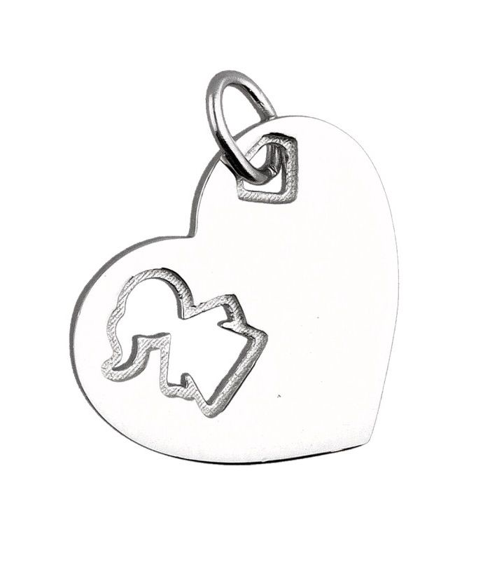 Silver Pendant Heart Girl