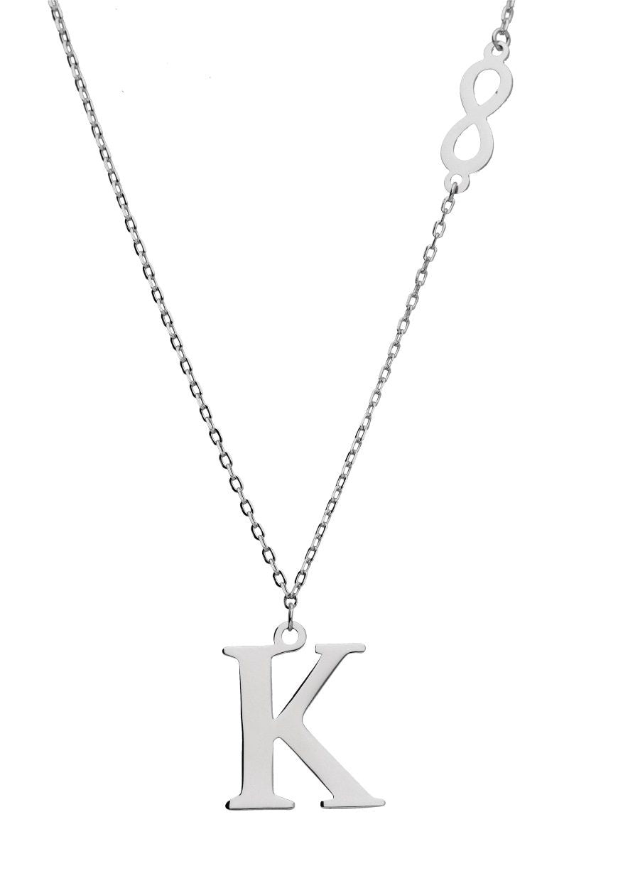 Silver Necklace Infinity Letters