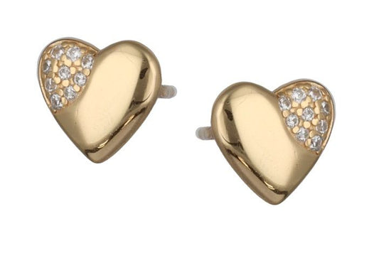 Silver Earrings Gold Heart