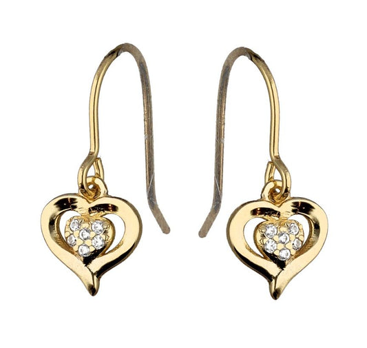 Silver Earrings Gold Heart