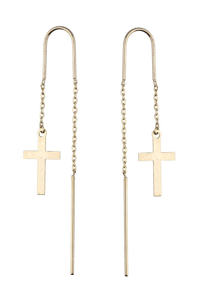 Silver Earrings Gold Plated Cross