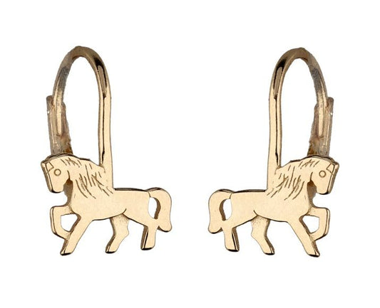 Silver Earrings Gold Plated Horse Kids Eng.