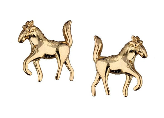 Silver Earrings Gold Plated Horse Kids