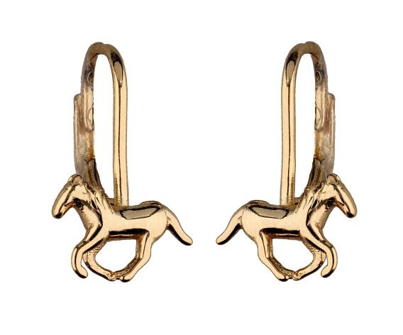 Silver Earrings Gold Plated Horse Kids Eng.