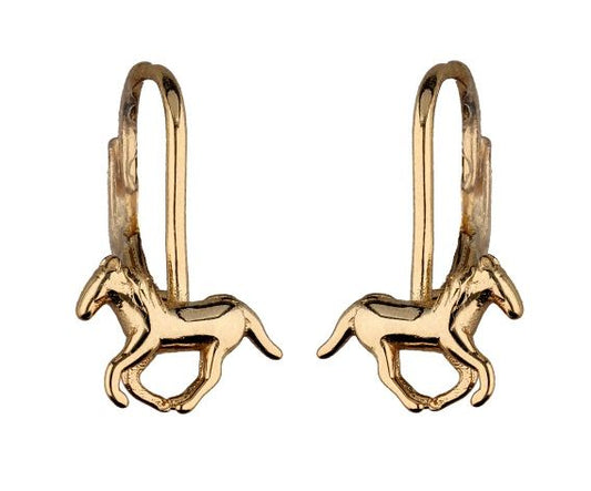 Silver Earrings Gold Plated Horse Kids Eng.