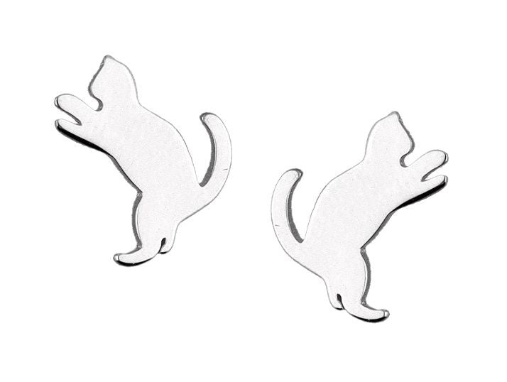 Silver Earrings Cat Kids