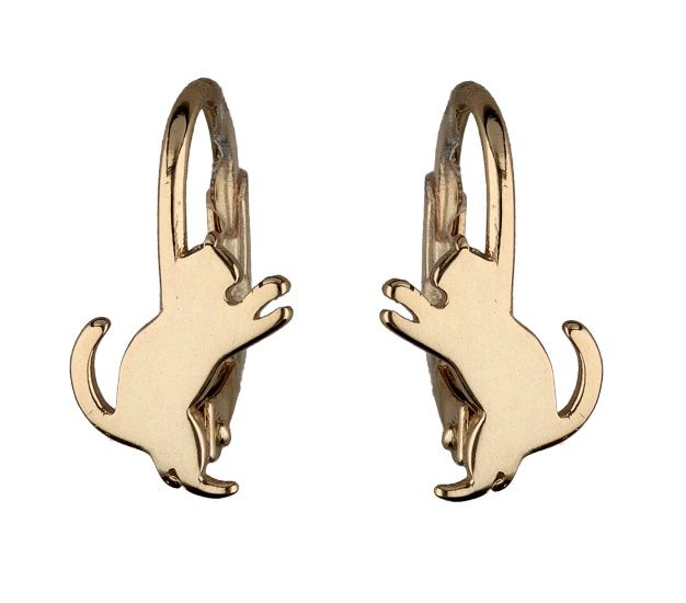 Silver Earrings Gold Plated Cat Kids English