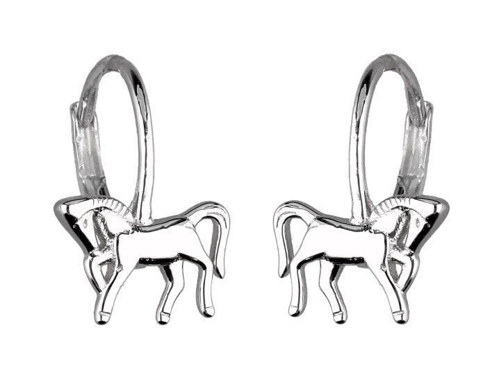 Silver Earrings Horse Kids English