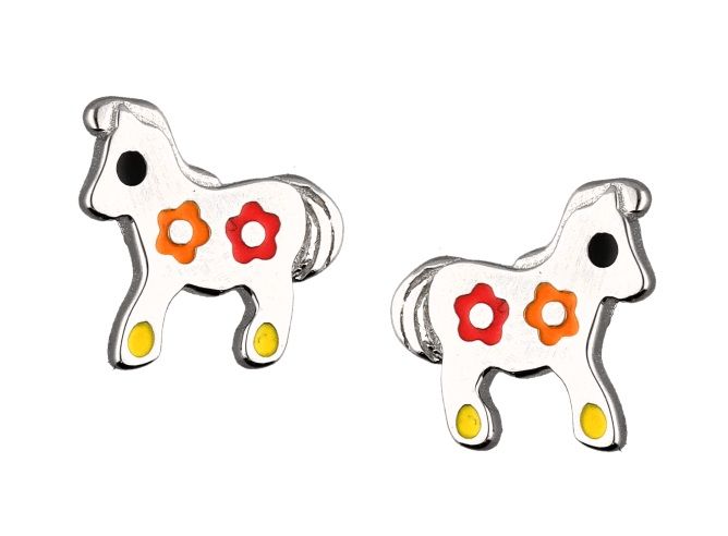 Silver Earrings Horse Kids