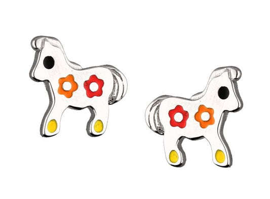 Silver Earrings Horse Kids