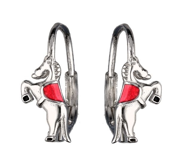 Silver Earrings Horse Kids English