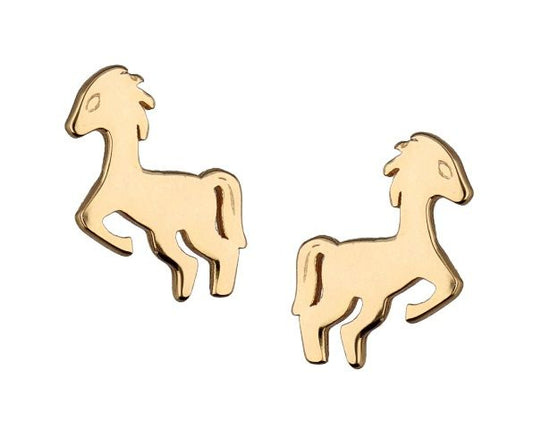 Silver Earrings Gold Plated Horse Kids