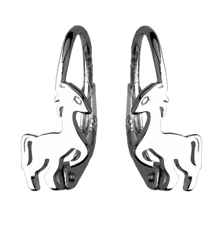 Silver Earrings Horse Kids English