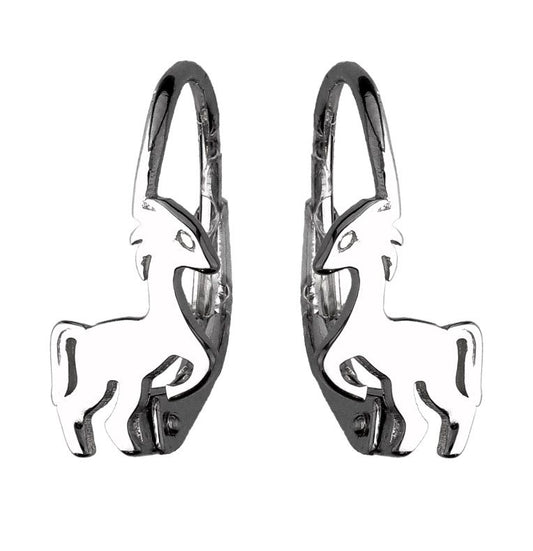 Silver Earrings Horse Kids English