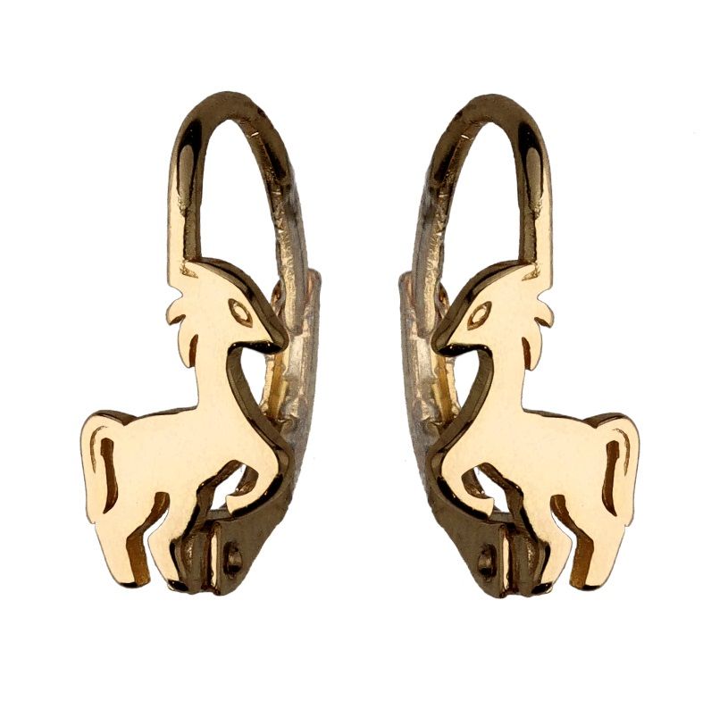 Silver Earrings Gold Plated Horse Kids Eng.