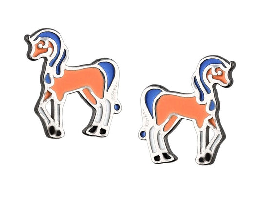 Silver Earrings Horse Kids