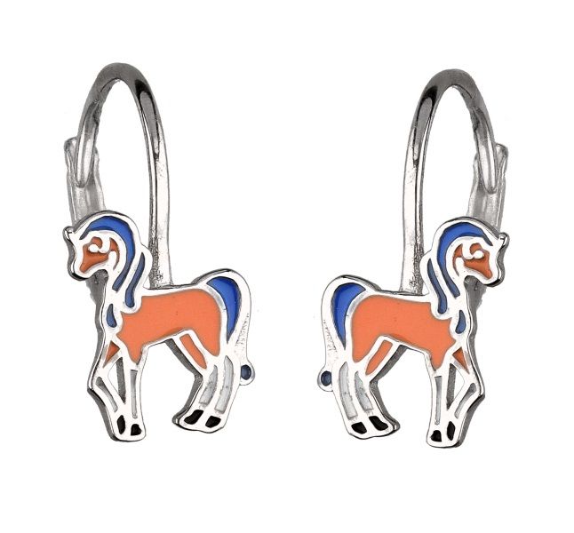 Silver Earrings Horse Kids English