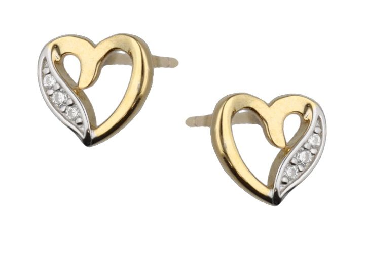 Silver Earrings Gold&Rhodium Heart