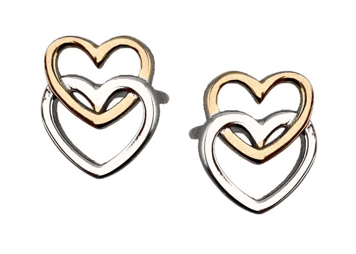 Silver Earrings Rhodium&Gold Heart