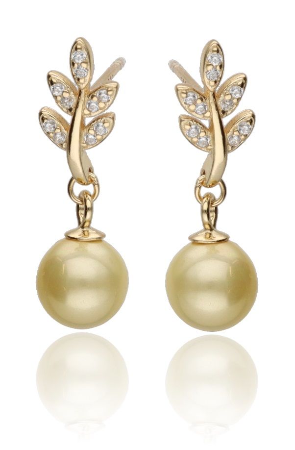 Silver Earrings Gold Plated F209 Shell Pearl