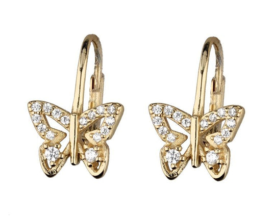 Silver Earrings Gold Plated Butterfly Kids Eng.