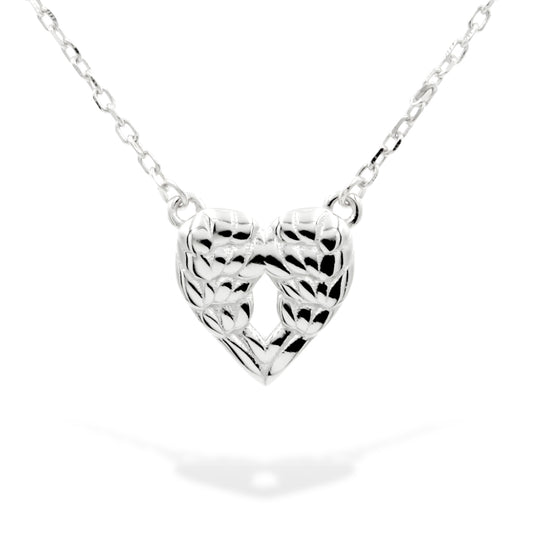 Silver Necklace Heart Wing