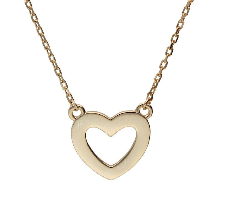 Silver Necklace Gold Plated Heart