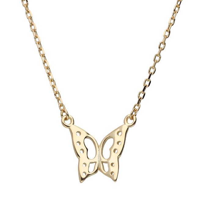 Silver Necklace Gold Plated Butterfly