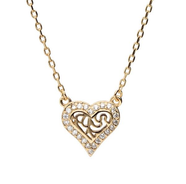 Silver Necklace Gold Plated Heart