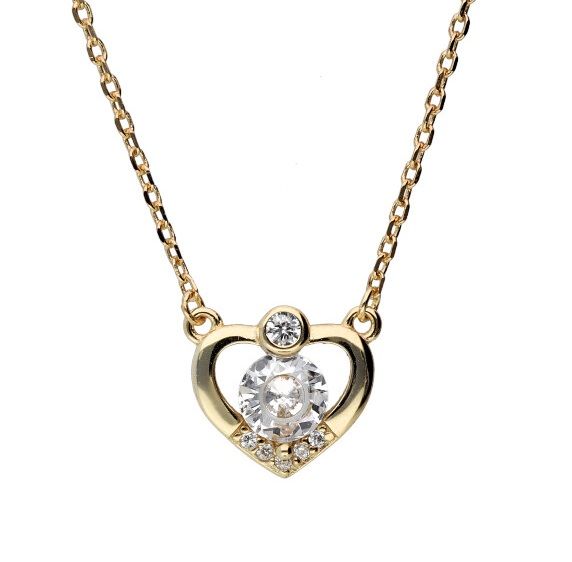 Silver Necklace Gold Plated Heart