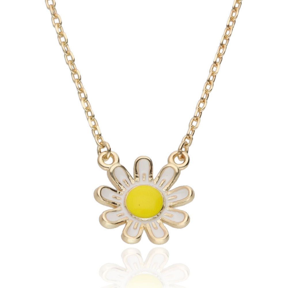 Silver Necklace Gold Plated Flower