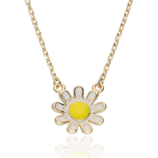 Silver Necklace Gold Plated Flower