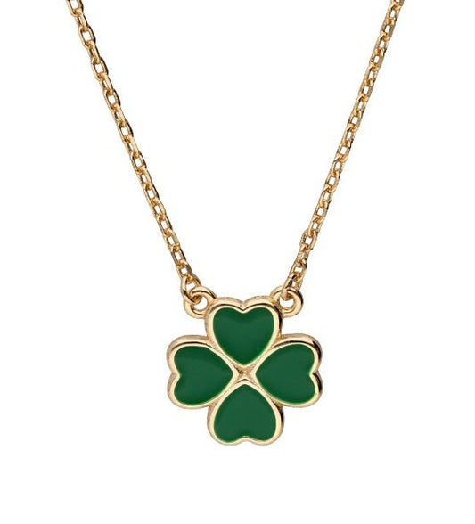 Silver Necklace Gold Plated Clover