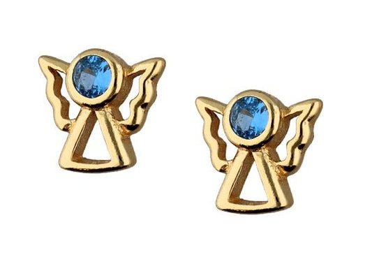 Silver Earrings Gold Aquamarine 37 Angel