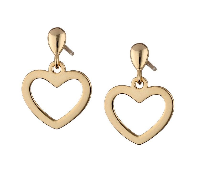 Silver Earrings Gold Plated Heart