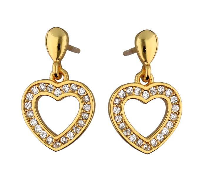 Silver Earrings Gold Plated Heart