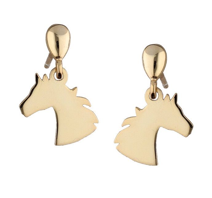 Silver Earrings Gold Plated Horse