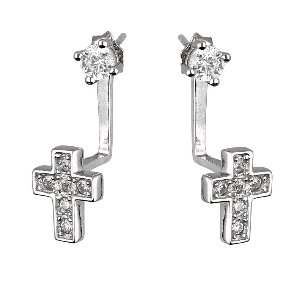 Silver Earrings Ae2677 Cross