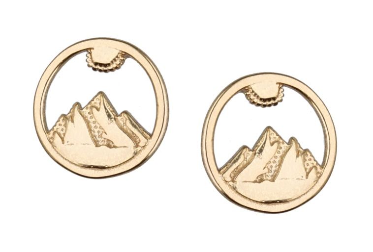 Silver Earrings Mountain Gold Plated