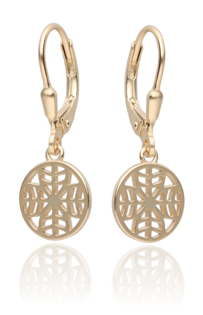 Silver Earrings Gold Plated Clover Long