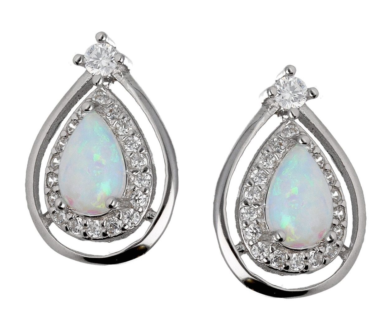 Silver Earrings Opal Op16