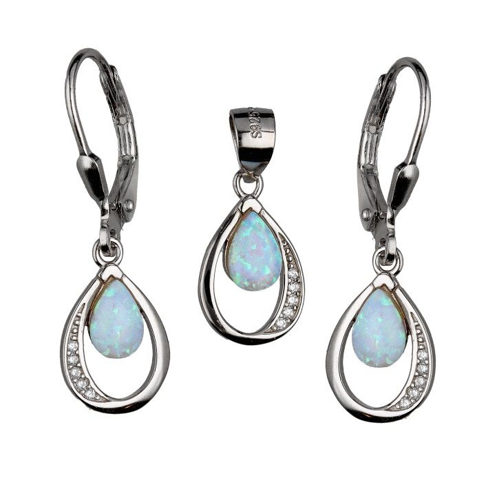 Silver Jewelry Set Opal Op016