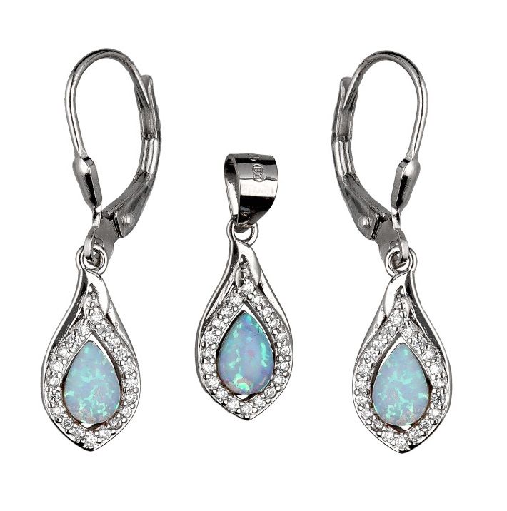 Silver Jewelry Set Opal Op016