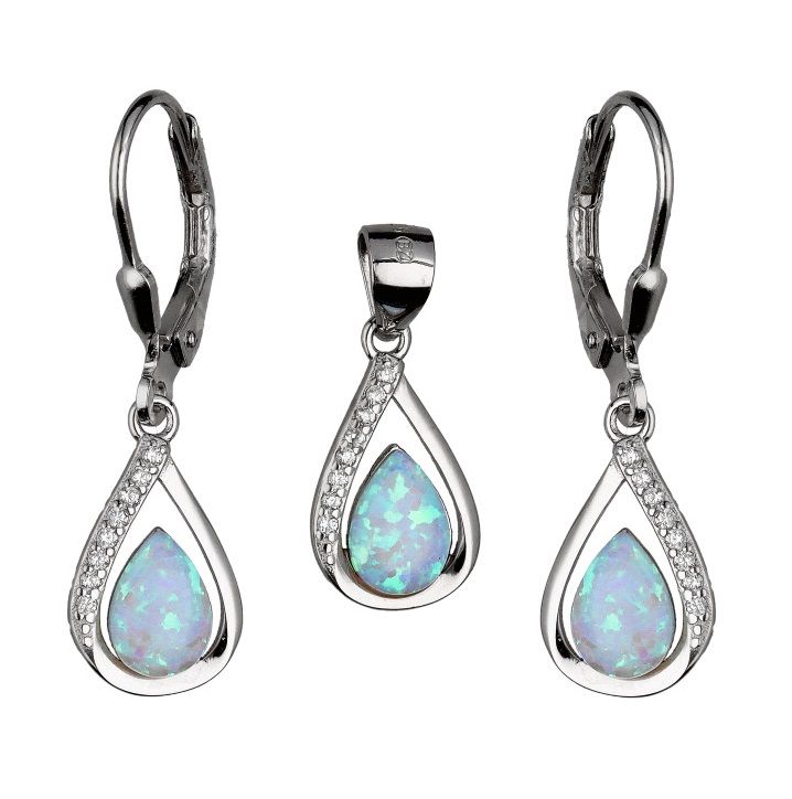 Silver Jewelry Set Opal Op016