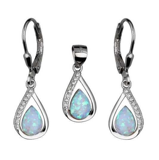 Silver Jewelry Set Opal Op016