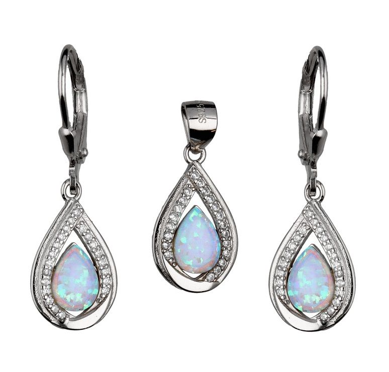 Silver Jewelry Set Opal Op016 Long