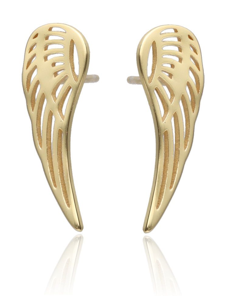 Silver Earrings Gold Plated Wings