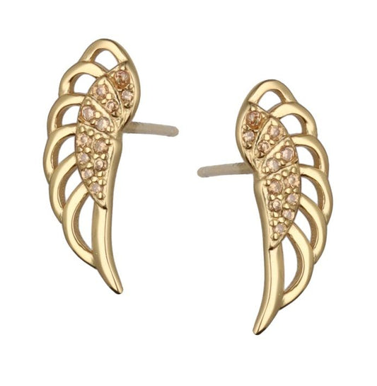 Silver Earrings Gold Plated Wings