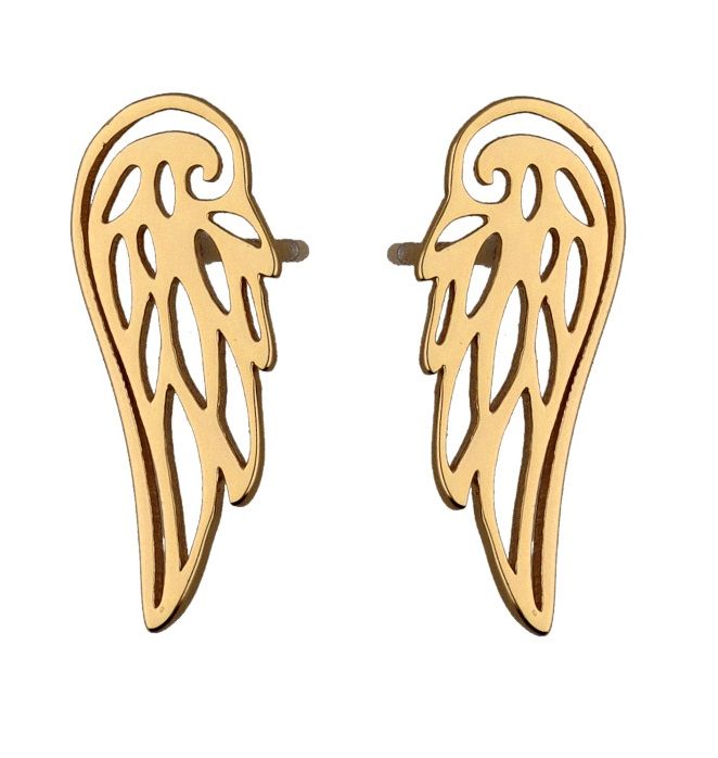 Silver Earrings Gold Plated Wings