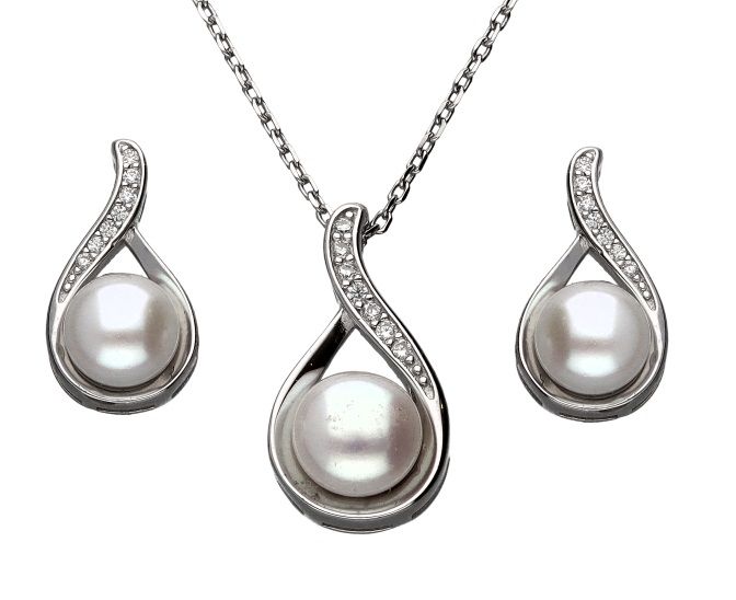 Silver Jewelry Set Pearl